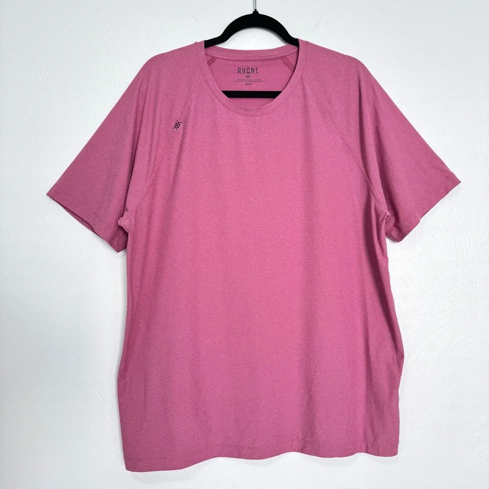 Rhone Reign Tee Shirt Men’s XL‎ Pink Performance Activewear Workout Training Gym